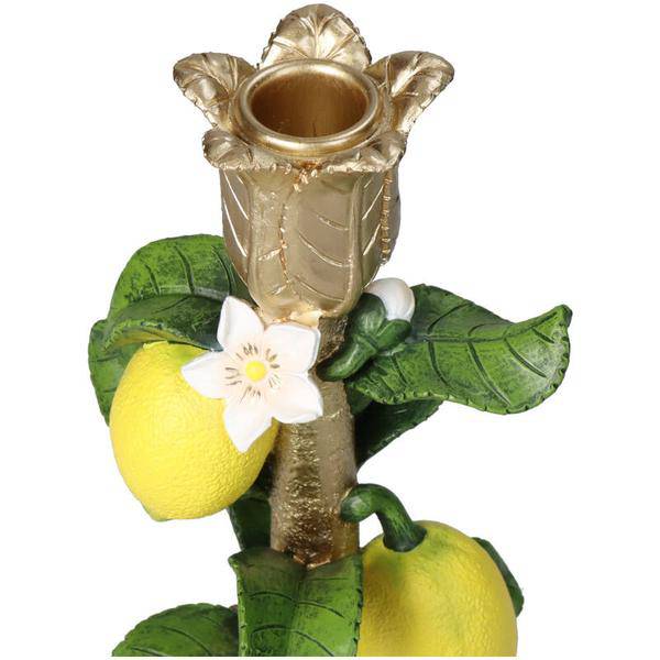 Kerzenständer Zitrone – 22cm – Sommerlicher Kerzenhalter mit Zitronen – Motiv – Bunte Tischdeko – Plant