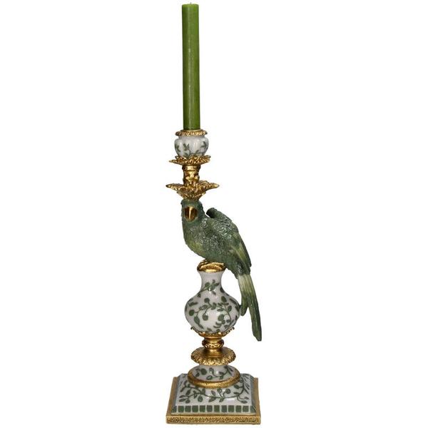 Kerzenhalter Vogel – Grün – Polyresin – 13x13x39cm – Deko & Wohnaccessoire – Plant