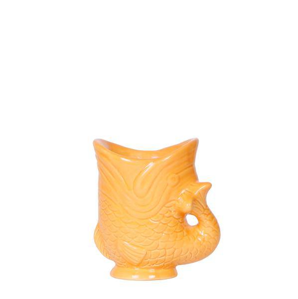 Fisch Topf – Orange – Ø6cm – Keramik Übertopf in Fischform – Glänzender Blumentopf für kleine Pflanzen & Sukkulenten – Plant