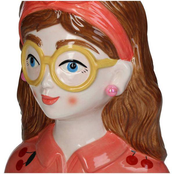 Design – Vase Jessie – Fashion Lady mit Brille & Haarband – 27cm – Modernes Wohnaccessoire aus Polyresin – Vase & Dekoobjekt in einem – Plant