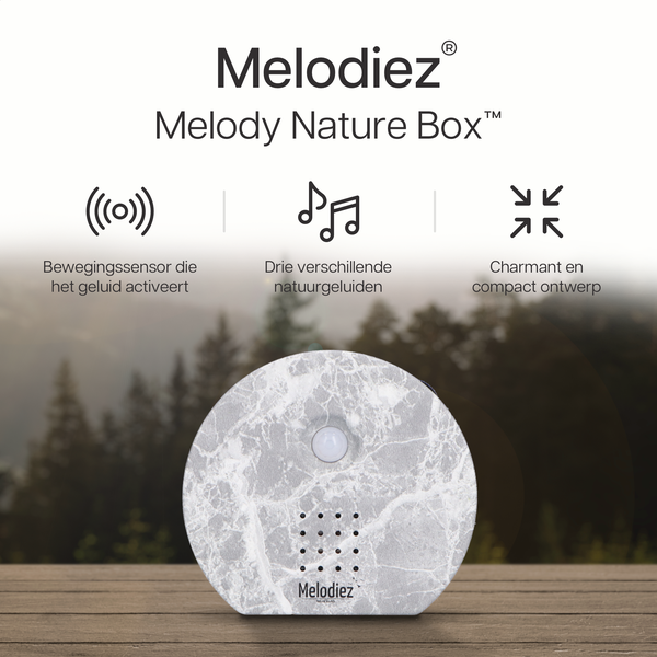 Melodiez Spieluhr – Marmor – Melody Nature Box mit Bewegungssensor – Vogelgezwitscher, Meeresrauschen & Dschungelklänge – Plant