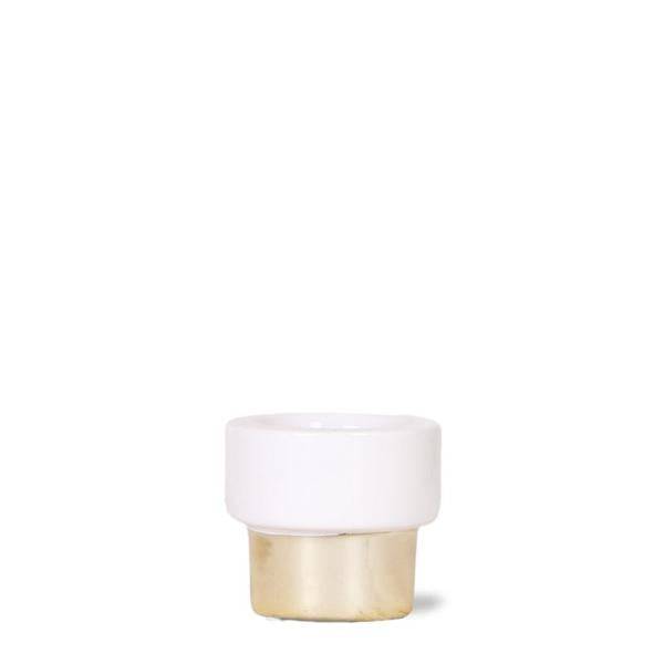 Übertopf Lush – Ø6cm – Keramiktopf in Weiß – Gold – Glänzender Blumentopf für kleine Pflanzen & Sukkulenten – Plant