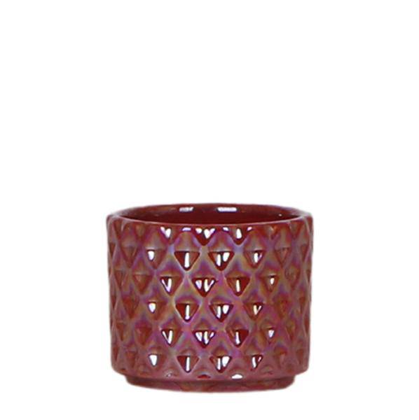Diamant Perle Dekotopf – Rot – Ø6cm – Keramik Blumentopf mit edlem Glanz – Pflanztopf im modernen Design – Plant