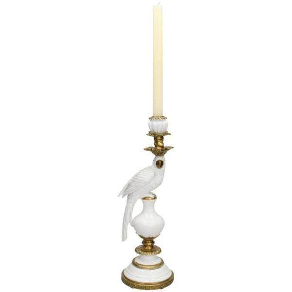 Kerzenständer Vogel Weiß Polyresin ↕40cm – dekorativer Kerzenhalter, Tischdeko & Wohnaccessoire für Zuhause – Plant