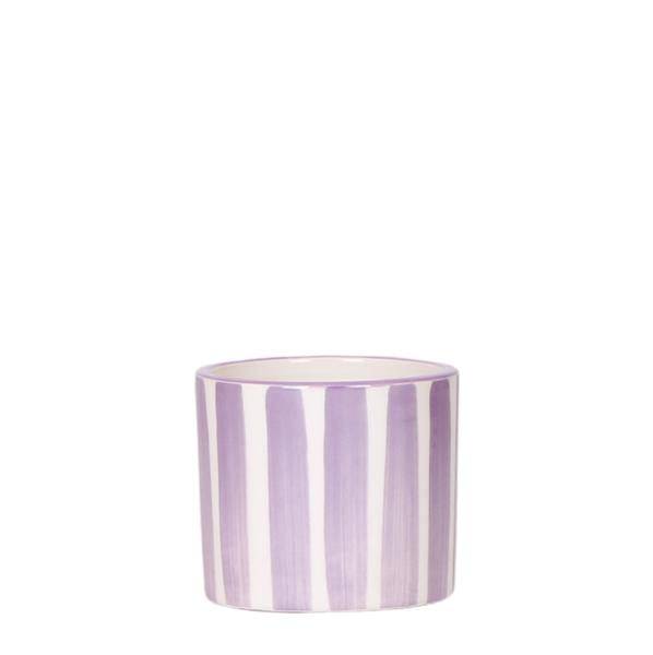 Ziertopf Painted Stripe – Flieder – Ø6cm – Pflanzentopf aus Keramik – Dekotopf mit Streifenmuster – Plant