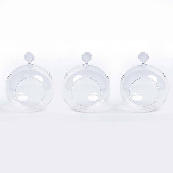 Weihnachtsbaumkugeln aus Glas – 3er – Set – Transparent – Mit Aufhänger – Ø10,5cm – H8cm – Edle Weihnachtsdekoration – Plant