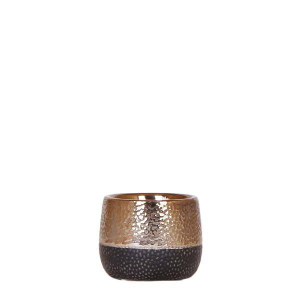 Keramik Blumentopf Kupfer – Mini – Pflanztopf Ø6cm – Glänzender Übertopf für kleine Zimmerpflanzen, Sukkulenten & Kakteen – Plant