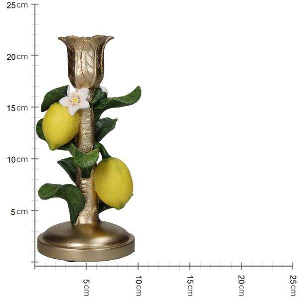 Kerzenständer Zitrone – 22cm – Sommerlicher Kerzenhalter mit Zitronen – Motiv – Bunte Tischdeko – Plant