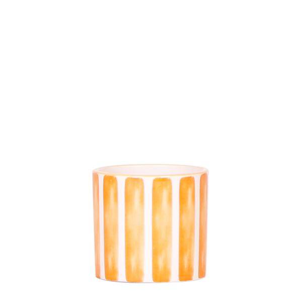 Ziertopf Painted Stripe – Orange – Ø6cm – Keramiktopf mit Streifenmuster – Plant