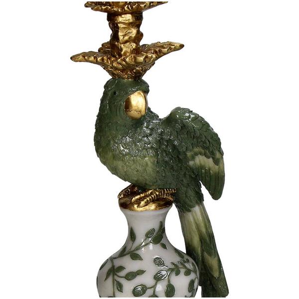 Kerzenhalter Vogel – Grün – Polyresin – 13x13x39cm – Deko & Wohnaccessoire – Plant