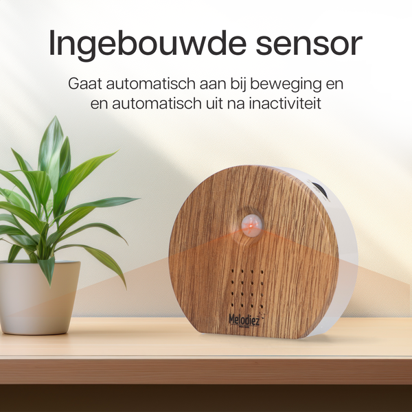 Melodiez Musikbox – Melody Nature Box aus dunklem Holz – Soundbox mit Vogelgezwitscher, Meeresrauschen & Dschungelklängen – Mit Bewegungsmelder – Plant