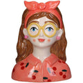 Design – Vase Jessie – Fashion Lady mit Brille & Haarband – 27cm – Modernes Wohnaccessoire aus Polyresin – Vase & Dekoobjekt in einem – Plant