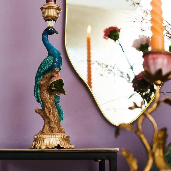 Kerzenständer Peacock Multi – Bunte Dekoration – 29cm Höhe – Eleganter Kerzenhalter für Innen & Außen – Stilvolles Ambiente mit farbenfrohem Design – Plant
