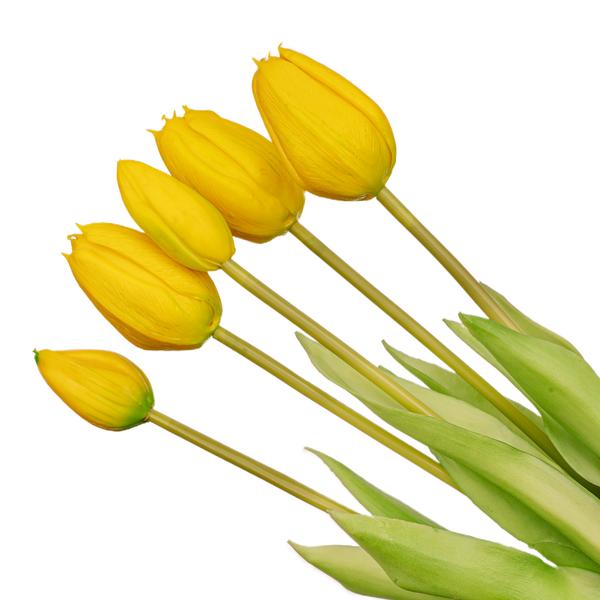 Tulpenstrauß Gelb – 10 Kunsttulpen – 42cm – Real Touch – Fröhliche & langlebige Wohnraumdekoration – Plant