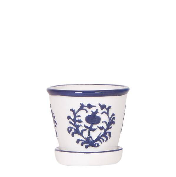 Malaga Topf – Blau – Ø6cm – Blumentopf aus Keramik im mediterranen Stil – Handgefertigte Optik – Plant