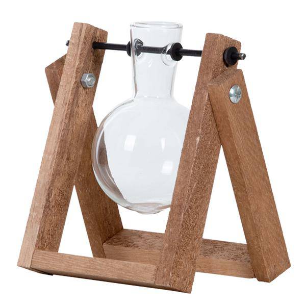 Stecklingsständer mit Glasvase – Hydrokultur Anzuchtstation aus Holz – Glas Vase für Stecklinge & Pflanzenvermehrung – Deko & Geschenkidee – Plant