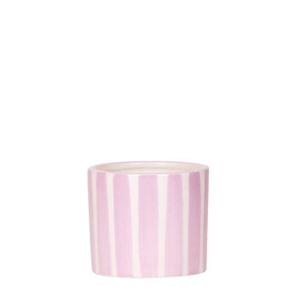Ziertopf Gemalte Streifen – Rosa – Ø6cm – Keramik Blumentopf in glänzender Optik – Verspieltes Streifenmuster – Für kleine Pflanzen & Sukkulenten – Plant