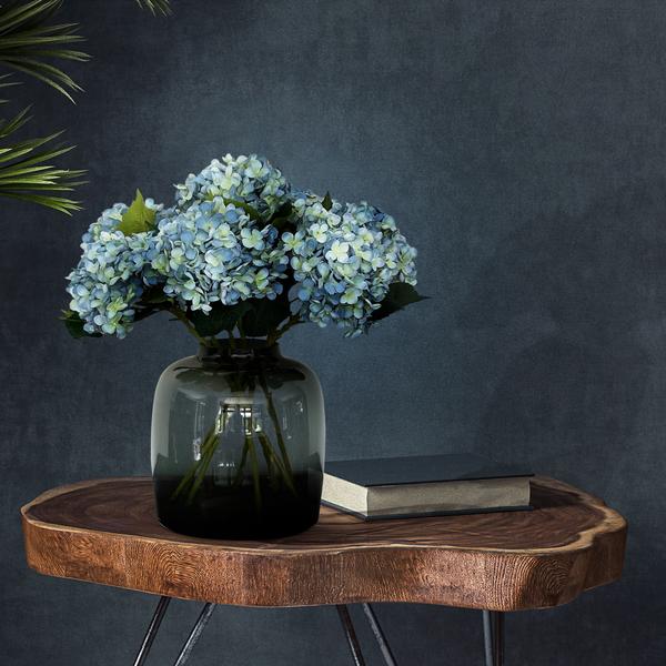 Künstliche Blumenstrauß Hortensien Blau – 8 Zweige je 52cm – Realistische Kunstblumen – Zeitloser Deko Blumenstrauß – Plant
