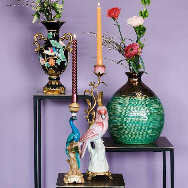 Kerzenständer Peacock Multi – Bunte Dekoration – 29cm Höhe – Eleganter Kerzenhalter für Innen & Außen – Stilvolles Ambiente mit farbenfrohem Design – Plant
