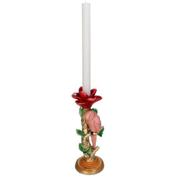 Kerzenständer Pinker Papagei – 26cm – Polyresin – Bunte Deko – Wohnaccessoire & Tischdeko – Plant