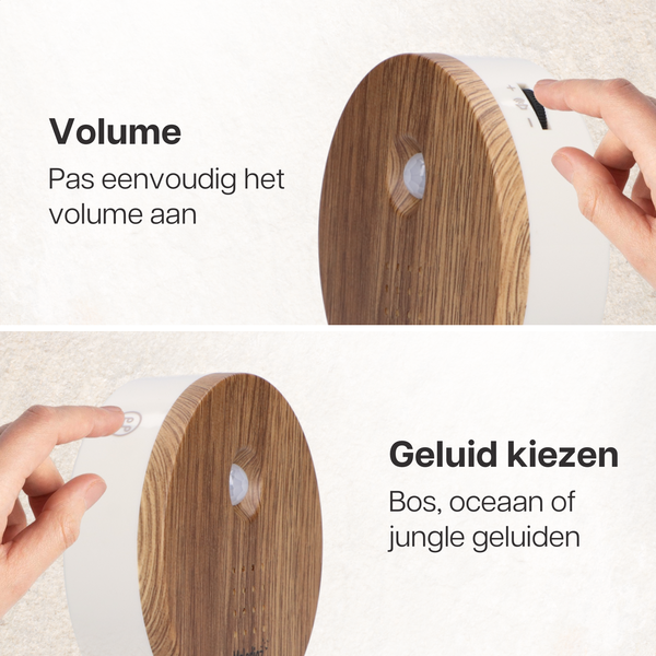 Melodiez Musikbox – Melody Nature Box aus dunklem Holz – Soundbox mit Vogelgezwitscher, Meeresrauschen & Dschungelklängen – Mit Bewegungsmelder – Plant
