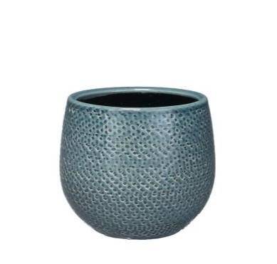Topf Gabriel Rund Blau – D14cm – Moderner Keramik Blumentopf – Zeitloser Übertopf für Zimmerpflanzen – Elegant & vielseitig für Wohnraum Balkon & Büro – Plant