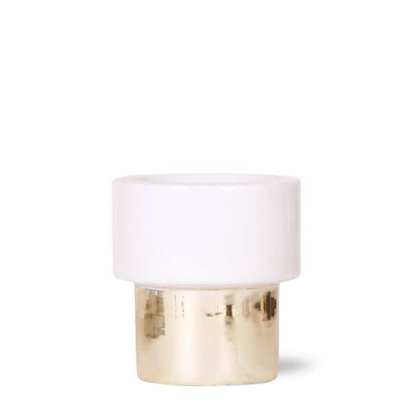 Topf Lush – Ø9cm – Keramik Blumentopf in Weiß – Gold – Ziertopf für Zimmerpflanzen, Orchideen & Sukkulenten – Elegante Wohnaccessoire Deko – Plant