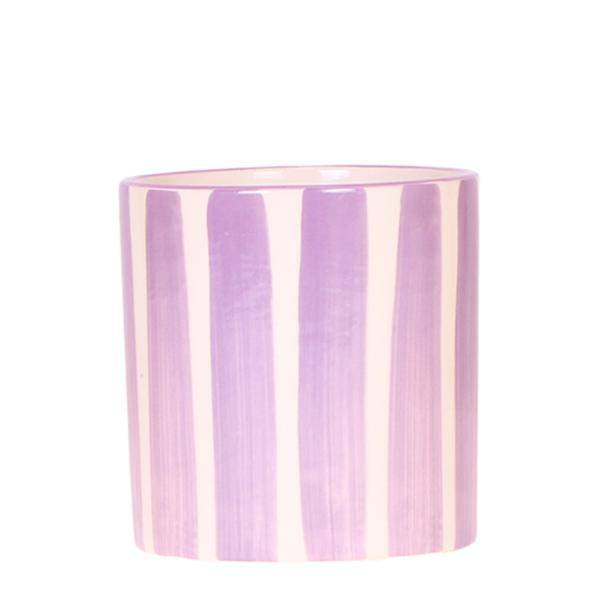 Ziertopf Painted Stripe – Flieder – Ø9cm – Keramiktopf mit Streifenmuster – Stilvolles Wohnaccessoire für Zimmerpflanzen, Sukkulenten & Kakteen – Plant