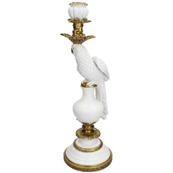 Kerzenständer Vogel Weiß Polyresin ↕40cm – dekorativer Kerzenhalter, Tischdeko & Wohnaccessoire für Zuhause – Plant