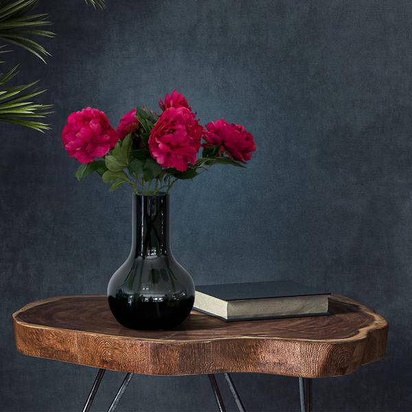 Künstliche Blumenstrauß Pfingstrosen Dunkelrosa – 5 Stück je 65cm – Realistische Kunstblumen – Eleganter Deko Blumenstrauß – Plant