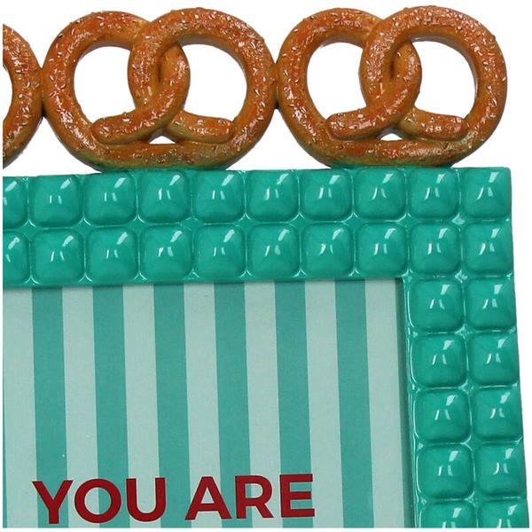 Bilderrahmen Pretzel – Polyresin – Türkis – 13x18cm – Verspieltes Brezel – Design – Kreative Foto – Deko für Zuhause – Plant