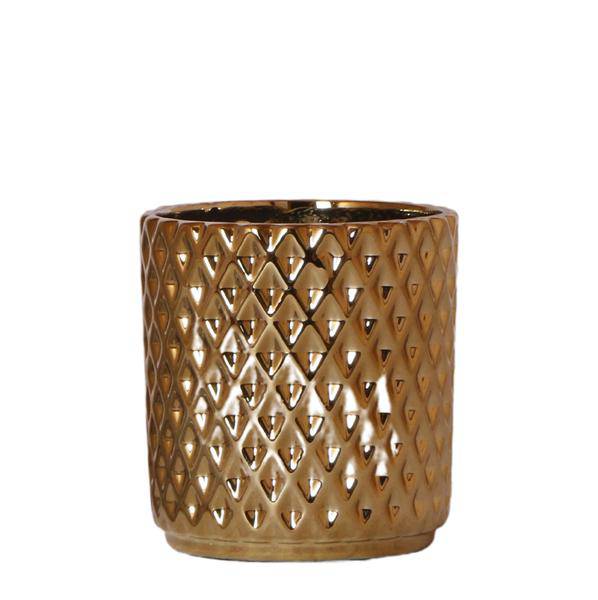 Blumentopf Gold Keramik Metall Ø9cm – moderner Pflanztopf für Zimmerpflanzen, Sukkulenten, Kakteen & Kräuter – Plant