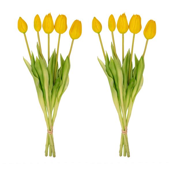 Tulpenstrauß Gelb – 10 Kunsttulpen – 42cm – Real Touch – Fröhliche & langlebige Wohnraumdekoration – Plant