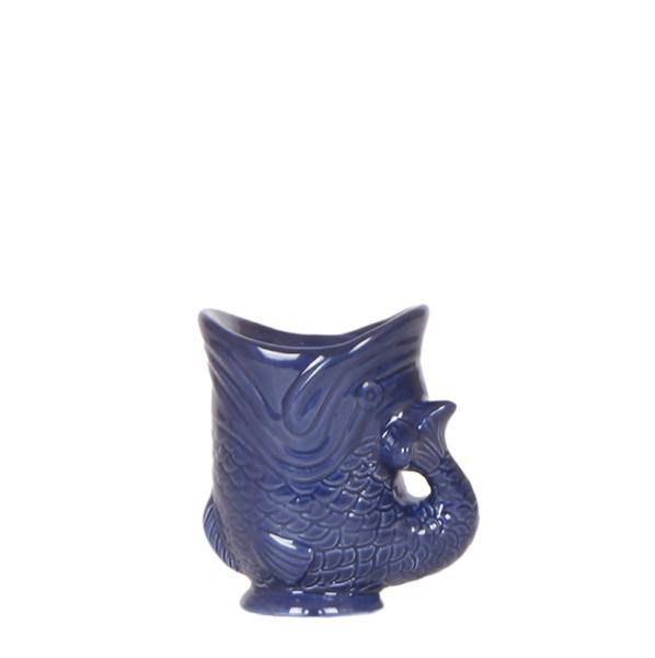 Fisch Topf – Blau – Ø6cm – Keramik Übertopf in Fischform – Blauer Blumentopf für Sukkulenten & Mini-Pflanzen – Plant