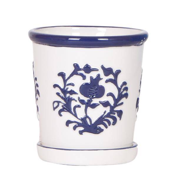Malaga Blumentopf Blau – Ø9cm – Keramiktopf in Porzellanoptik – Mediterraner Ziertopf für Zimmerpflanzen – Für Fensterbank, Wohnzimmer & Büro – Plant