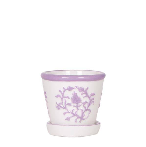 Malaga Topf – Flieder – Ø6cm – Blumentopf aus Keramik im mediterranen Stil – Handgefertigte Optik – Plant