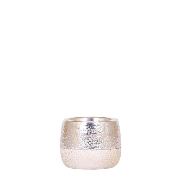 Keramik Blumentopf Silber – Glänzender Übertopf in luxuriöser Metallic – Optik – Ø6cm / Ø9cm – Stilvolle Deko für Innenräume – Plant