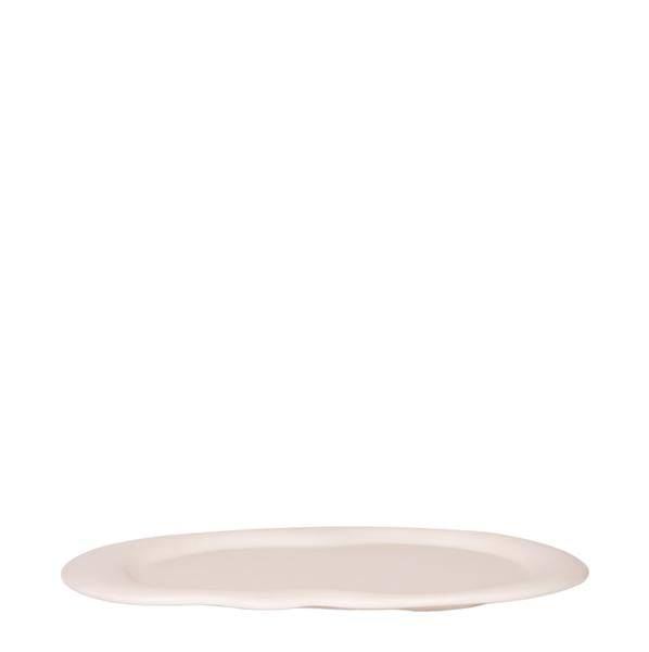 Wolkenteller Ovales Tablett – Travertin – Ø30cm – Dekotablett aus Metall für Orchideen, Pflanzensets & Wohnaccessoires – Modernes Deko – Plant