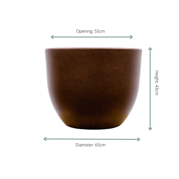 Pflanztopf Eggy – Bronze – D65cm x H51cm – Blumentopf in Ei – Form – Mit Wasserablauf – Für Innen – & Außenbereiche – Dekotopf für große Zimmer – Plant
