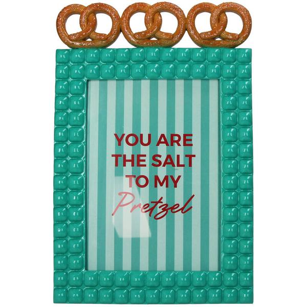 Bilderrahmen Pretzel – Polyresin – Türkis – 13x18cm – Verspieltes Brezel – Design – Kreative Foto – Deko für Zuhause – Plant