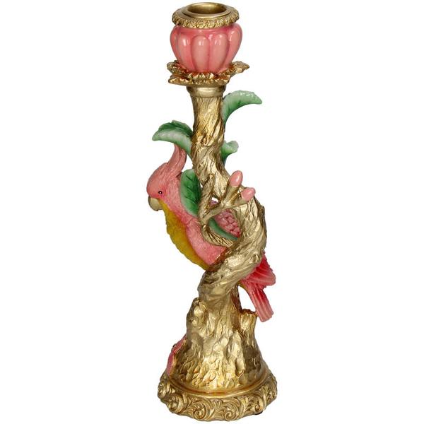 Kerzenständer Pink Parrot – Rosa Vogel – 9x8x28cm – Dekorativer Kerzenhalter im verspielten Design – Für Stabkerzen – Wohnaccessoire – Plant