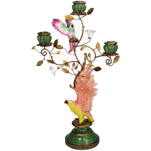 Kerzenständer Adler – Bunt – 3 Kerzen – 27,5x19,5x46cm – Polyresin & Metall – Dekoration Wohnzimmer & Esstisch – Plant