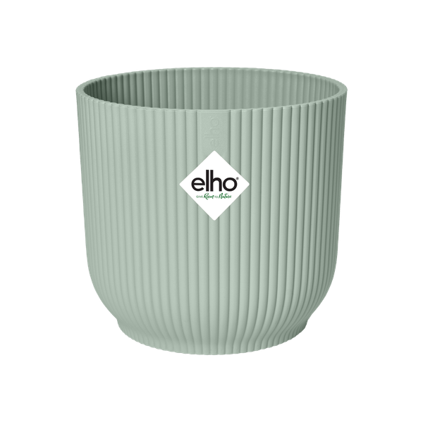 Pflanztopf Vibes Fold – Grün – D18cm x H17cm – Blumentopf mit Rillenstruktur – Mit Wasserablauf – Übertopf aus Kunststoff für Zimmerpflanzen – Plant