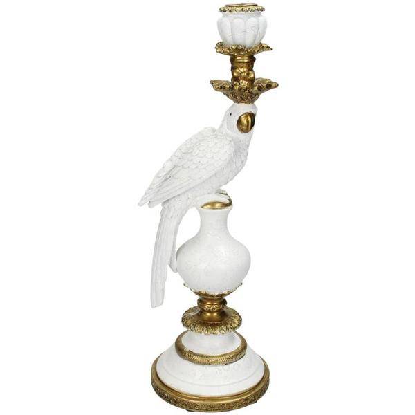 Kerzenständer Vogel Weiß Polyresin ↕40cm – dekorativer Kerzenhalter, Tischdeko & Wohnaccessoire für Zuhause – Plant