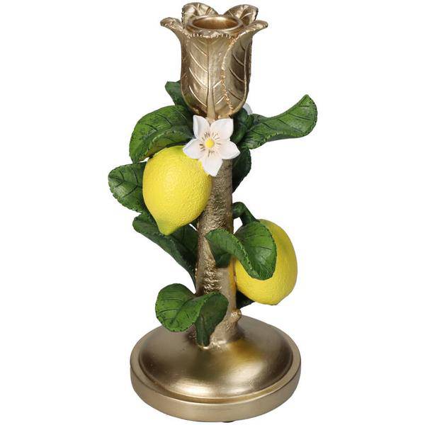 Kerzenständer Zitrone – 22cm – Sommerlicher Kerzenhalter mit Zitronen – Motiv – Bunte Tischdeko – Plant