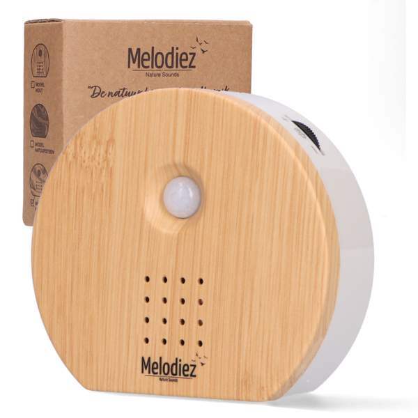 Melodiez Spieluhr Holz – Melody Nature Box mit Bewegungsmelder – Naturklänge wie Vogelgezwitscher, Meeresrauschen & Dschungel – Plant