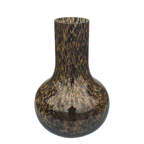 Glasvase Seim Gepard – H37cm B25cm – Mundgeblasene Vase mit Leopardenmuster – Dekorative Blumenvase & Wohnaccessoire – Plant