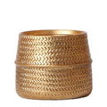 Groove Blumentopf Gold – Keramik – Topf mit mattem Finish – Ø12cm – Robustes, strukturiertes Design – Eleganter Pflanztopf fürs Wohnzimmer – Plant
