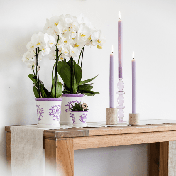 Malaga Topf – Flieder – Ø6cm – Blumentopf aus Keramik im mediterranen Stil – Handgefertigte Optik – Plant