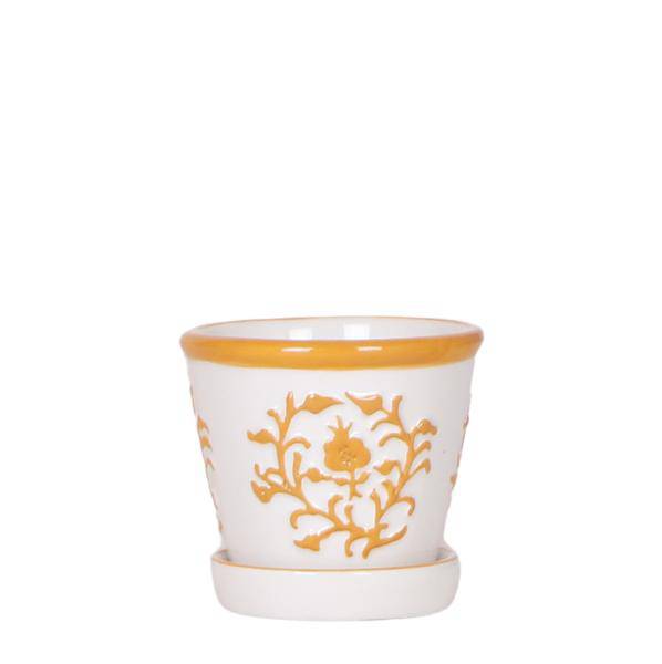 Malaga Übertopf – Orange – Ø6cm – Blumentopf aus Keramik – Handgefertigte Optik im mediterranen Stil – Mini – Pflanztopf für Zimmerpflanzen – Plant